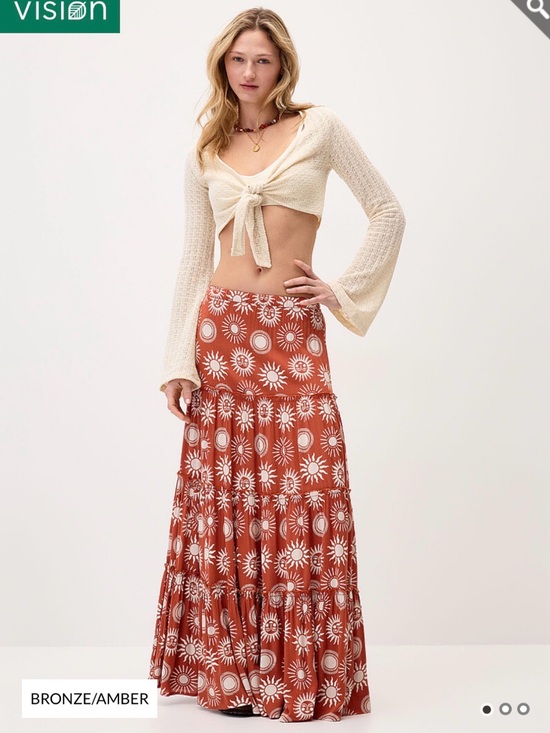 twik Dresses & Skirts - Bronze Sunburst Tiered Maxi Skirt - Bronze/Amber by twik (Simons brand)